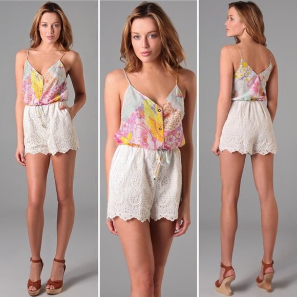 Zimmermann Pants - Zimmermann Crochet Whisper Spliced Floral Romper